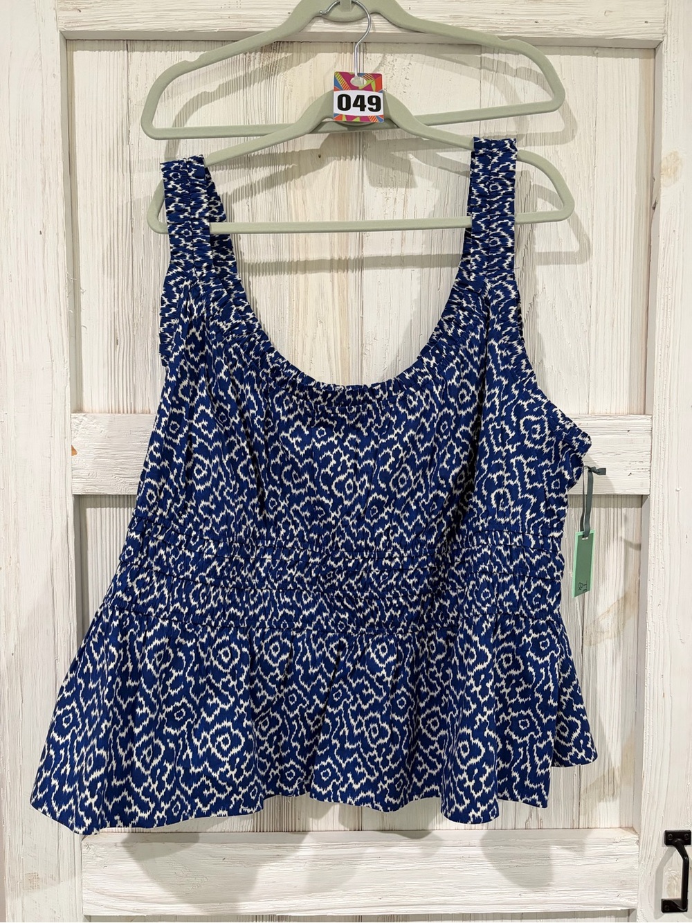 Terra & Sky Navy and White Printed Peplum Tank Top